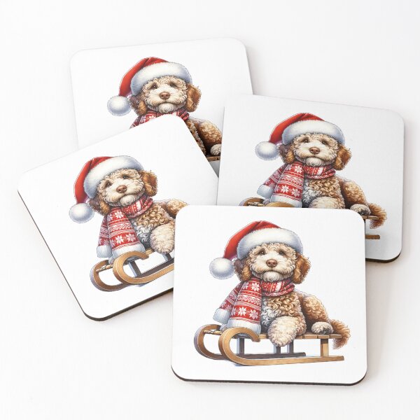 Item preview, Lagotto Romagnolo Dog On A Sled - Lagotto Romagnolo Christmas designed and sold by TheAnimalZ00.