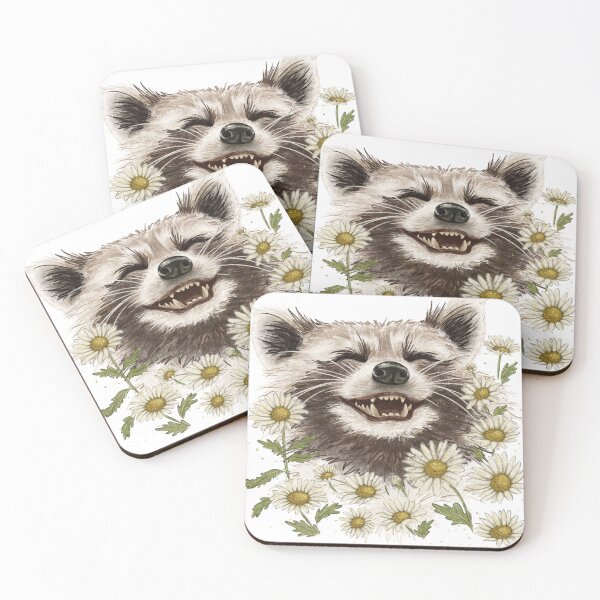 Item preview, Funny Happy raccoon in daisies, Independence Day designed and sold by ArtbySvetik.