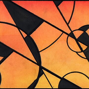 Artwork thumbnail, Equinox Radiance: Orange Gradient with Black Geometrics by WatercolourJAMs