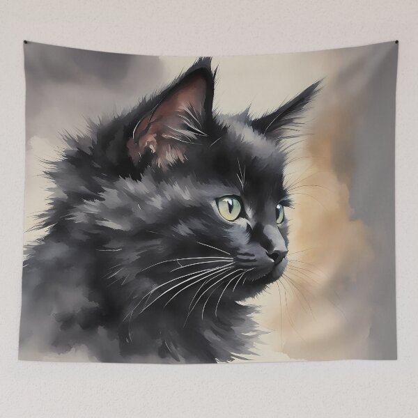 Item preview, Black Kitten Portrait designed and sold by CalmnessbyChoice.