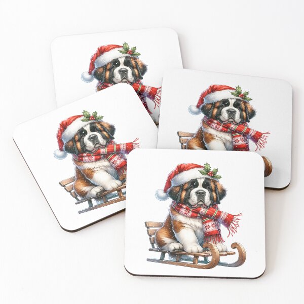 Item preview, Saint Bernard Dog Wearing A Santa Hat On A Sled - Saint Bernard Christmas designed and sold by TheAnimalZ00.