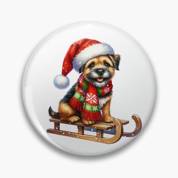 Item preview, Border Terrier Dog Wearing A Santa Hat On A Sled - Border Terrier Christmas designed and sold by TheAnimalZ00.