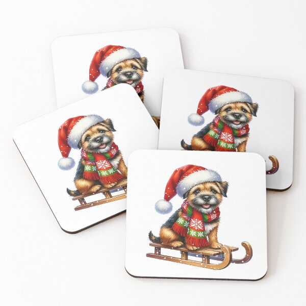 Item preview, Border Terrier Dog Wearing A Santa Hat On A Sled - Border Terrier Christmas designed and sold by TheAnimalZ00.