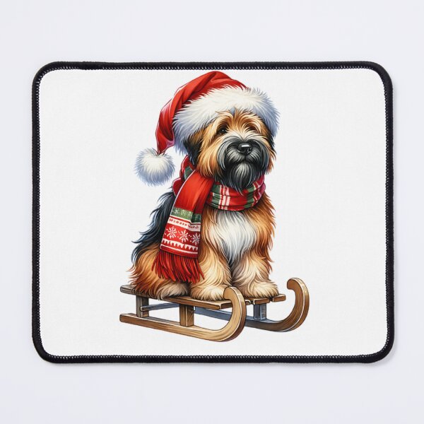 Item preview, Briard Dog Wearing A Santa Hat On A Sled - Briard Christmas designed and sold by TheAnimalZ00.