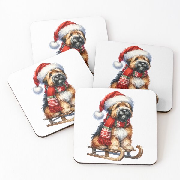 Item preview, Briard Dog Wearing A Santa Hat On A Sled - Briard Christmas designed and sold by TheAnimalZ00.