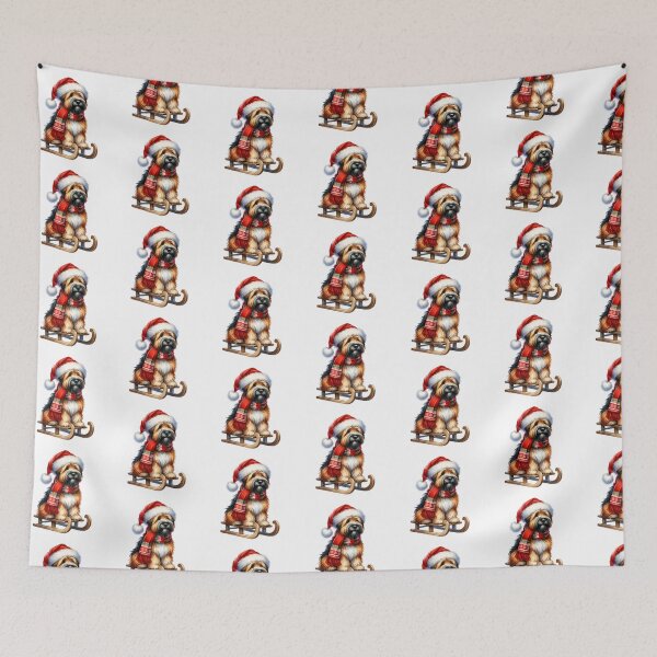 Item preview, Briard Dog Wearing A Santa Hat On A Sled - Briard Christmas designed and sold by TheAnimalZ00.