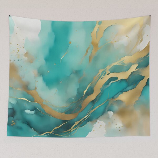 Item preview, Abstract Turquoise Gold designed and sold by CalmnessbyChoice.
