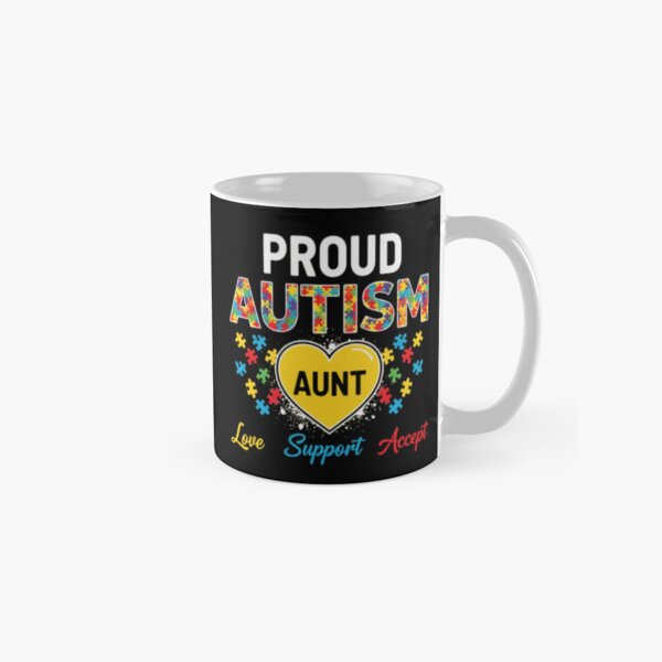Vista previa del artículo con la obra «Orgullosa tía autista: amor, apoyo, aceptación, ayuda, concienciación. Día del Orgullo Autista (18 de junio)», diseñado y vendido por Obinne.