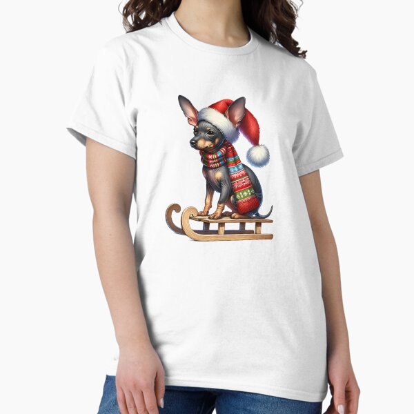 Vista previa del artículo con la obra «Perro Xoloitzcuintli En Un Trineo - Navidad Xoloitzcuintli», diseñado y vendido por TheAnimalZ00.