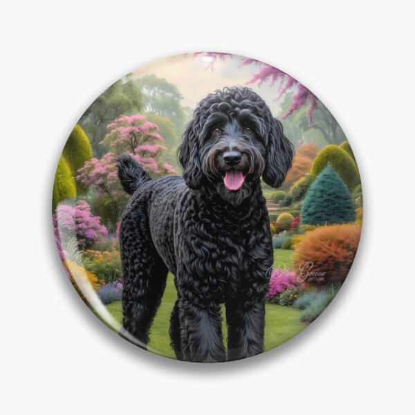 Artikelvorschau, Porträtgemälde eines schwarzen Labradoodle-Hundes von Burton entworfen und verkauft von Heart and Soul Studio.