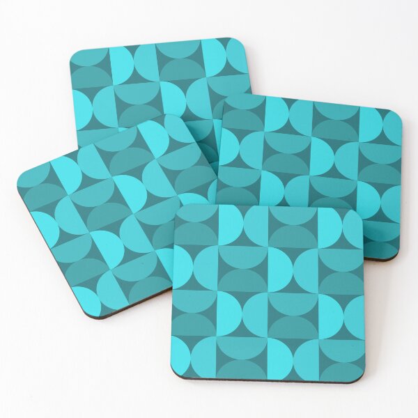 Item preview, Mid Century Modern Half Circles Turquoise Blue designed and sold by thepixelgarden.