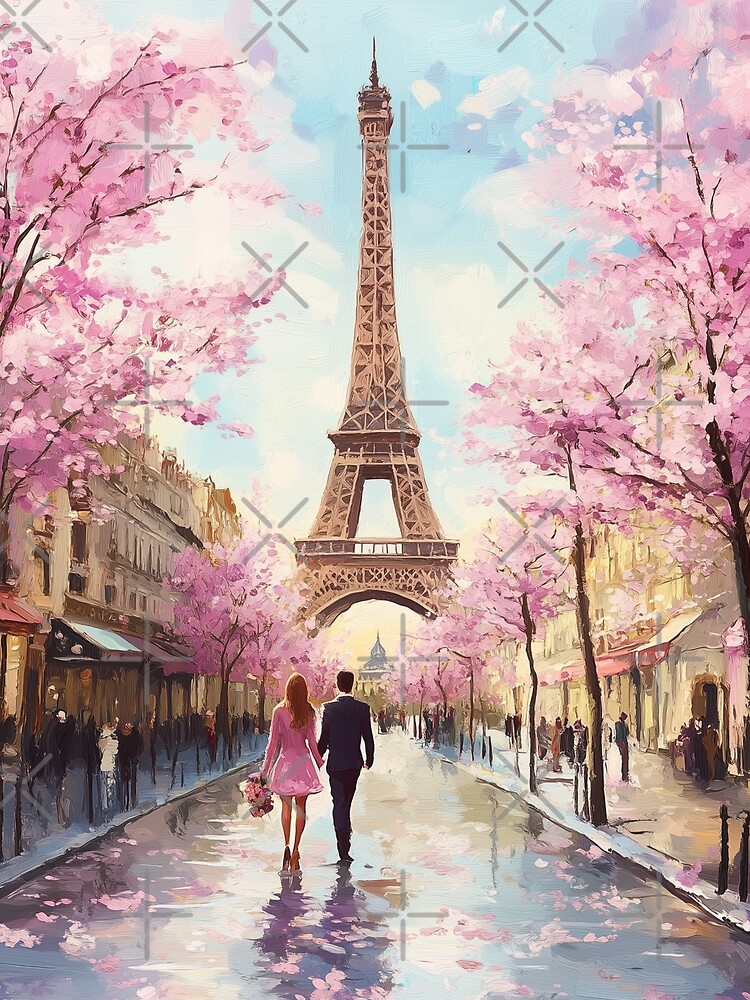 Thumbnail 3 of 3, Scarf, Couple Walking In Paris in Spring designed and sold by Rtymer.