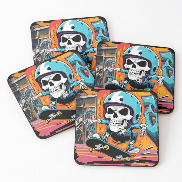 Item preview, Skateboarding skull designed and sold by PixelPunny.