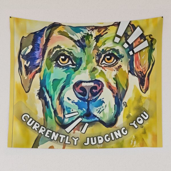 Item preview, Judgy Rainbow Dog Funny Art Print designed and sold by gleefulme.