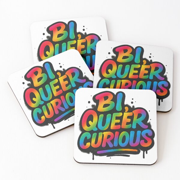 Item preview, Bi Queer Curious – Rainbow Typography designed and sold by Haus Of Sin.