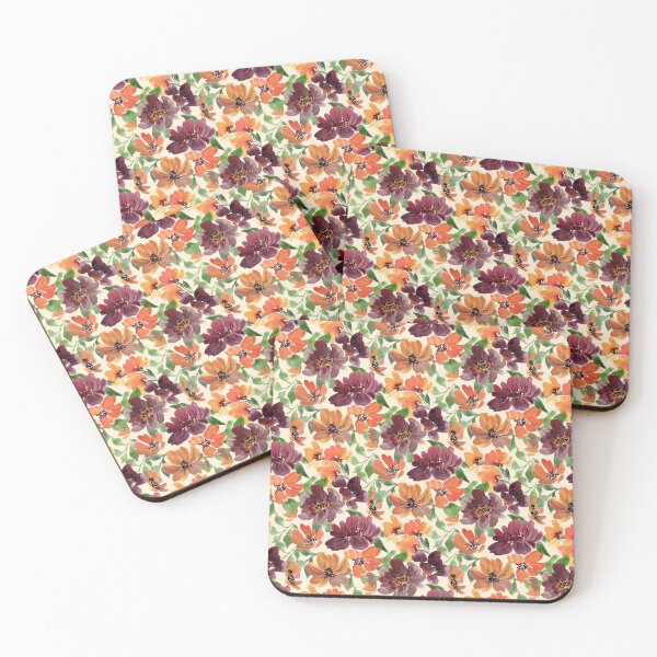 Item preview, Rich Fall Blooms Watercolor Flowers Neutral Beige designed and sold by JasmineGDesigns.