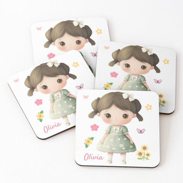 Item preview, Olivia Baby Girl Name – Cute Doll Illustration in Pastel Style designed and sold by daila70.