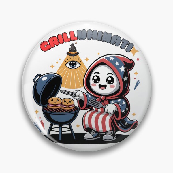 Item preview, Grilluminati Funny BBQ Cartoon - Patriotic Grilling Wizard designed and sold by PeteLawliiet.