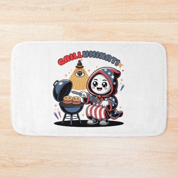 Item preview, Grilluminati Funny BBQ Cartoon - Patriotic Grilling Wizard designed and sold by PeteLawliiet.
