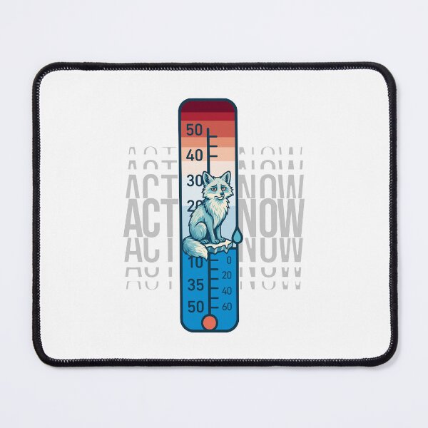 Item preview, Global Warming Thermometer: Arctic Fox on Melting Ice – Climate Action Advocate Art designed and sold by H Jonas.