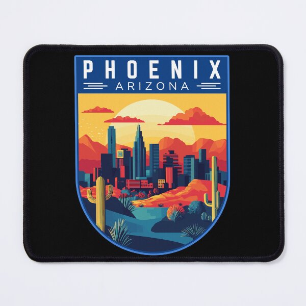 Artikelvorschau, Phoenix in Arizona, USA Vintage abstrakte Reisekunst Abzeichen entworfen und verkauft von MaateoDesign.