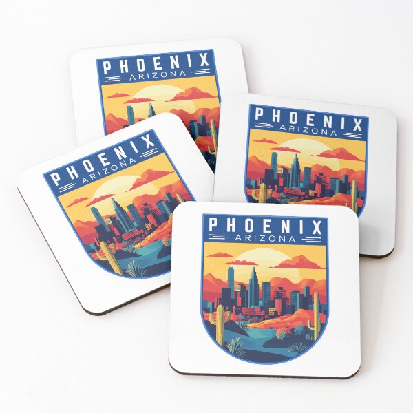 Item preview, Phoenix in Arizona, USA Vintage Abstract Travel Art Badge designed and sold by MaateoDesign.