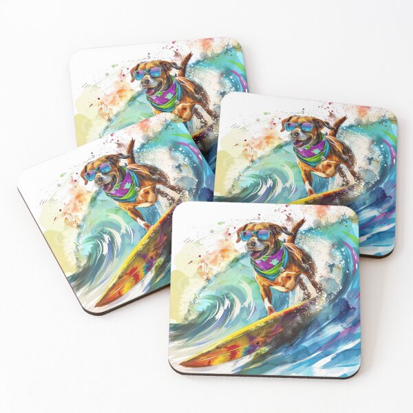 Item preview, Surfing Dog – Fun Summer Beach Pup Design designed and sold by RedDogStudio.