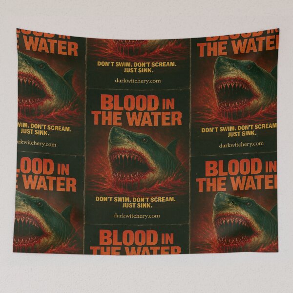 Item preview, Blood In The Water/Horror Shark Attack Poster designed and sold by Dark Witchery.