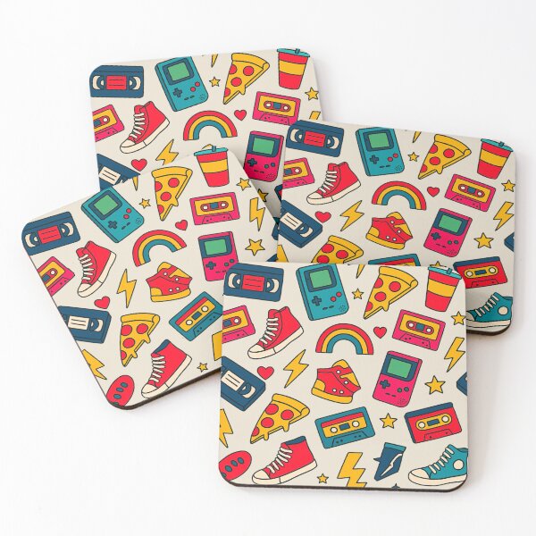 Item preview, Retro Icons of Pizza, Gameboy, Rainbow, & Lightening Bolt designed and sold by Benszi.