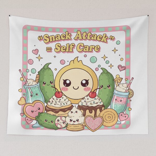 Item preview, Snack Attack = Self Care – Kawaii Comfort Food Aesthetic Art designed and sold by AnnDesignStudio.