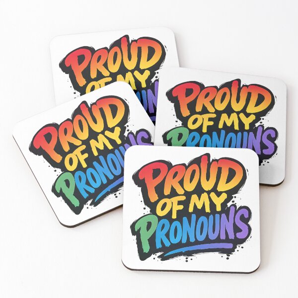 Item preview, Proud Of My Pronouns – Rainbow Typography Design designed and sold by Haus Of Sin.