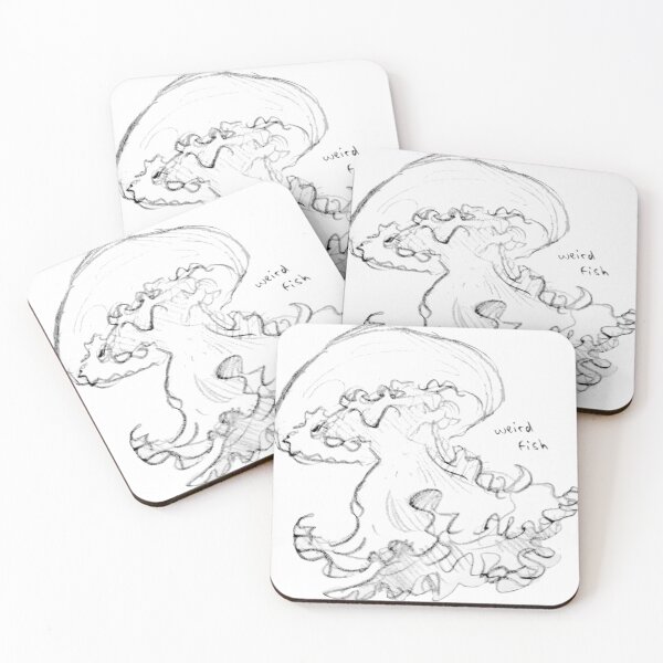 Item preview, Monochrome Illustrated Jellyfish Weird Fish Drawing designed and sold by Julesoooo.