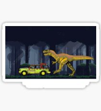"Must Go Faster" - Retro 8-Bit Nintendo-style Jurassic T-shirt Sticker