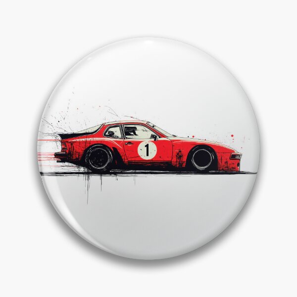 Artikelvorschau, Porsche 944 Turbo-Rennwagen Retro Guards Red Grunge Illustration entworfen und verkauft von blackdogshop.