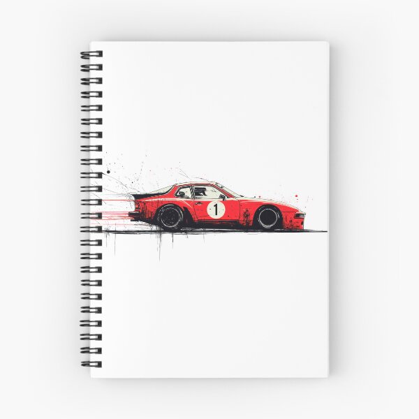 Item preview, Porsche 944 turbo race car retro Guards Red grunge Illustration designed and sold by blackdogshop.