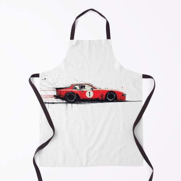 Item preview, Porsche 944 turbo race car retro Guards Red grunge Illustration designed and sold by blackdogshop.