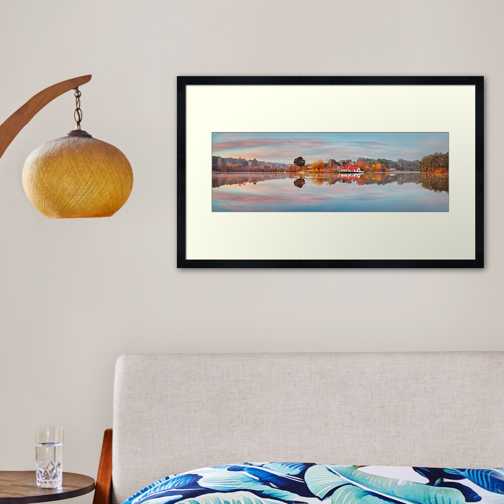 Lake Daylesford Boat House, Victoria, Australia Framed Art Print
