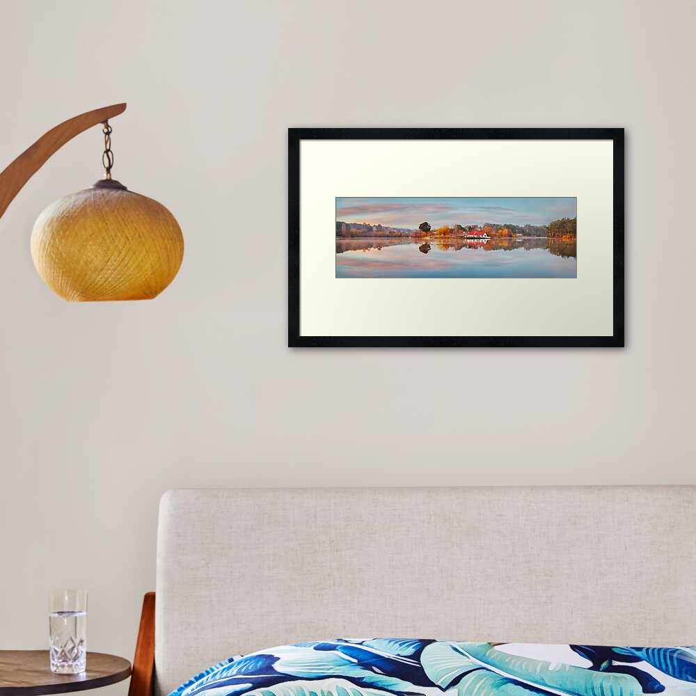 Lake Daylesford Boat House, Victoria, Australia Framed Art Print