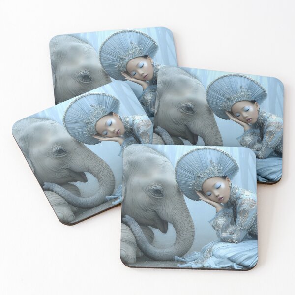 Item preview, Serene Encounter with Graceful Elephant and Maiden designed and sold by Artessie.
