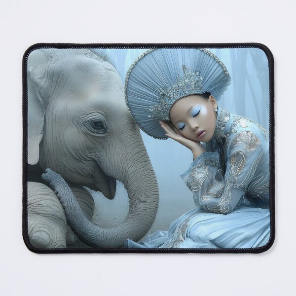 Item preview, Serene Encounter with Graceful Elephant and Maiden designed and sold by Artessie.