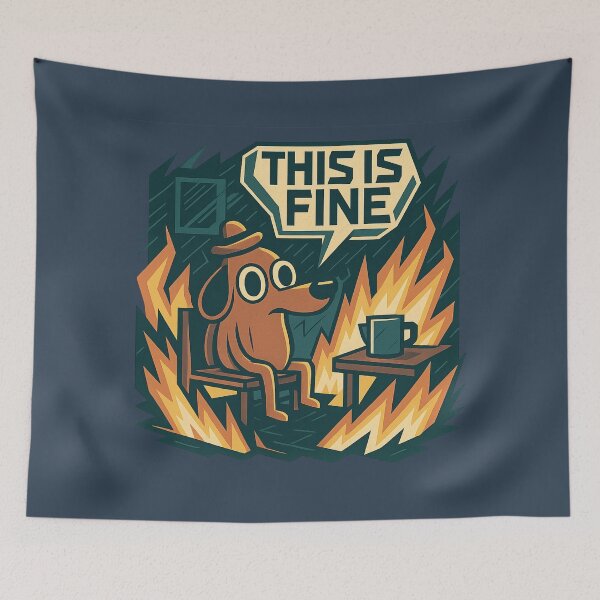 Item preview, “This is Fine” – Iconic Dog Meme Sitting in Fire designed and sold by GirlyPopped.