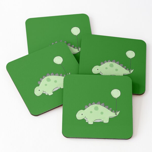 Item preview, Green/Black/Grey Stegosaurs Dinosaur with a Green Balloon Drawing designed and sold by SChristineBrink.