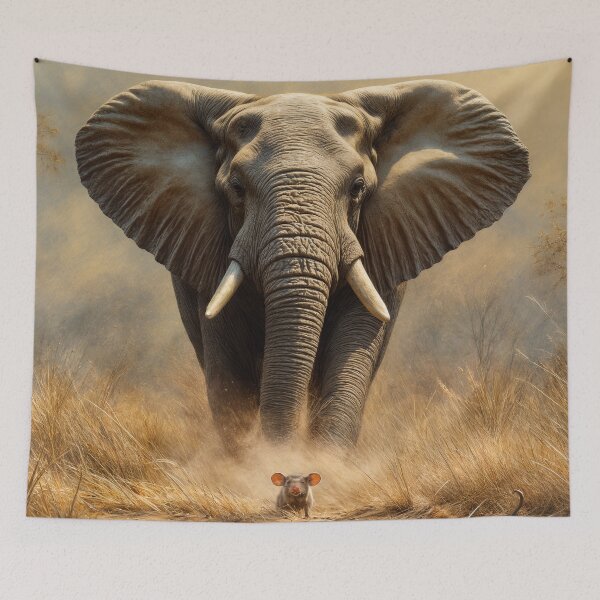 Item preview, Elephant and mouse in the savannah by Elin Norrgård designed and sold by VelvetEchoArt.