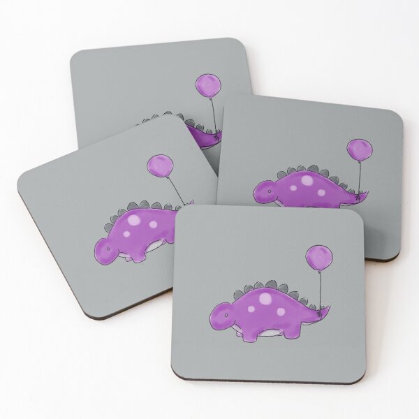Item preview, Purple/Grey/Black Stegosaurs Dinosaur with a Purple Balloon Drawing designed and sold by SChristineBrink.