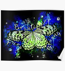 gxp butterfly beautiful strong free splatter watercolor blue green Poster