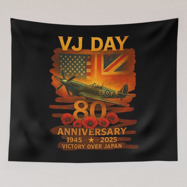 Item preview, VJ Day WWII 80th anniversary Vintage V-J Day 2025 flag designed and sold by EASY Aadia.