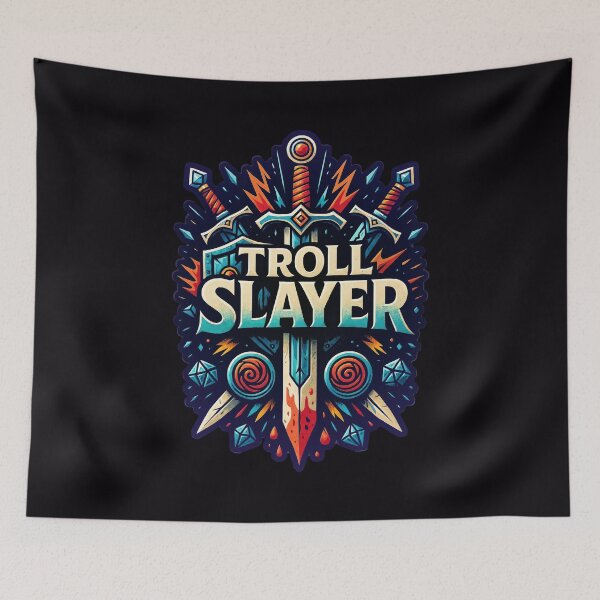 Item preview, Troll Slayer – Epic Fantasy Gamer Sword Emblem Design	 designed and sold by Victor Shadehorn.