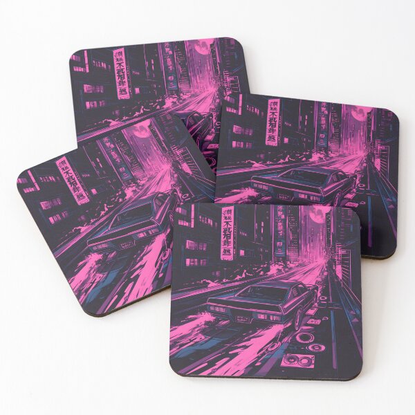 Item preview, Phonk City Drive – Retro Car in Neon Tokyo Streets designed and sold by !Shirt Stains!.