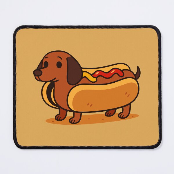 Item preview, An adorable dachshund between two buns with ketchup and mustard designed and sold by TheNewPixel.