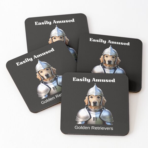 Item preview, Easily Amused Golden Retriever Knight – Funny Dog in Armor Meme Art by Maziblu designed and sold by Mazieblu.